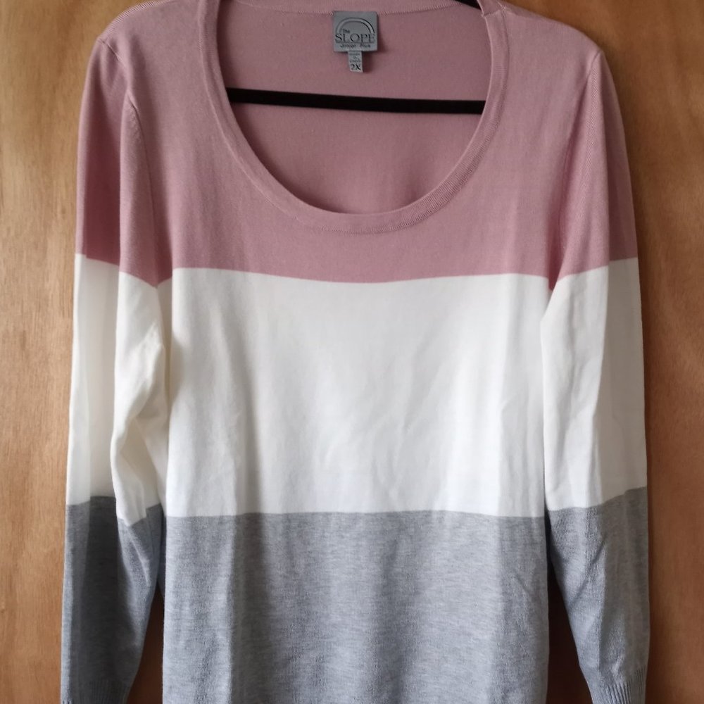 The Slope Pullover Sweater Knit Junior Plus Fit Size 2X Lightweight Multicolor